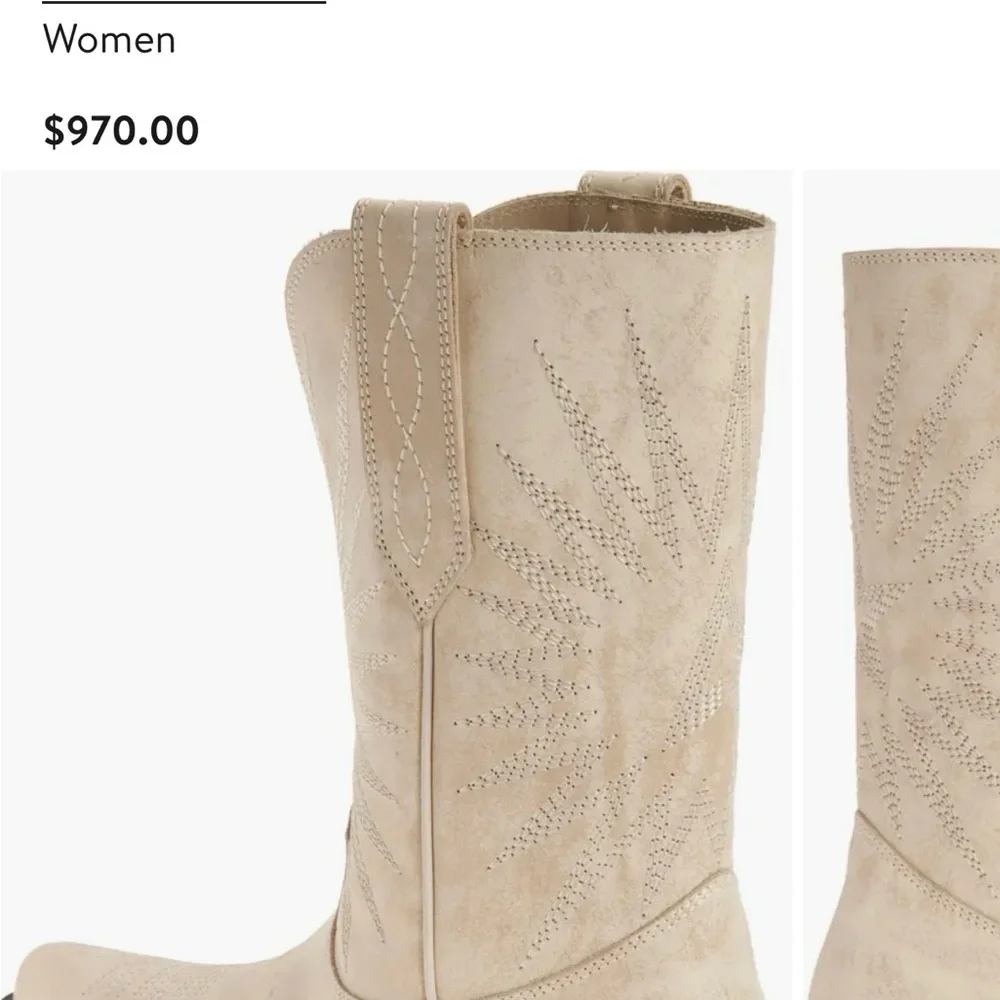 Golden Goose Beige Leather Cowboy Boots - Picture 4 of 7